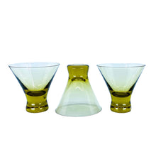 Vintage Yellow Glass Martini Pitcher & Glass Set