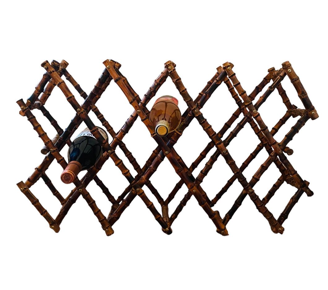 Vintage Bamboo Folding Wine Rack