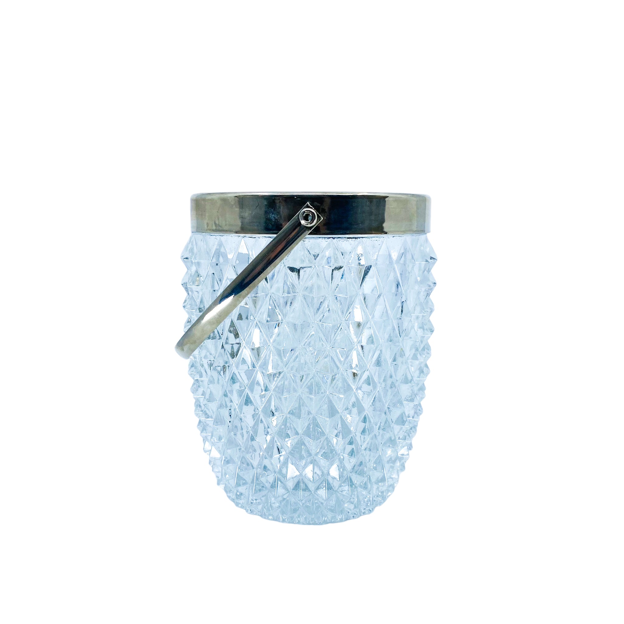 MCM Raimond Hand Made Crystal & Silver Plate Ice Bucket, Made in England