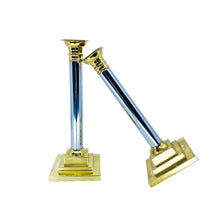 MCM Chrome and Brass Candlestick Holders