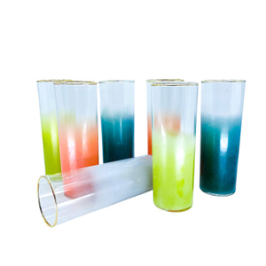 Vintage Federal Glass Tom Collins Multicolor Glasses, Set of 7