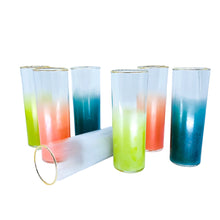 Vintage Federal Glass Tom Collins Multicolor Glasses, Set of 7