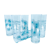 Rare Vintage IKEA Atomic Sunburst Snäll Turquoise Tom Collins Highball Glasses, Set of 6