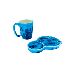 Vintage 1978 Ceramic ‘Wake & Bake’ Mug & Ashtray Set, Signed