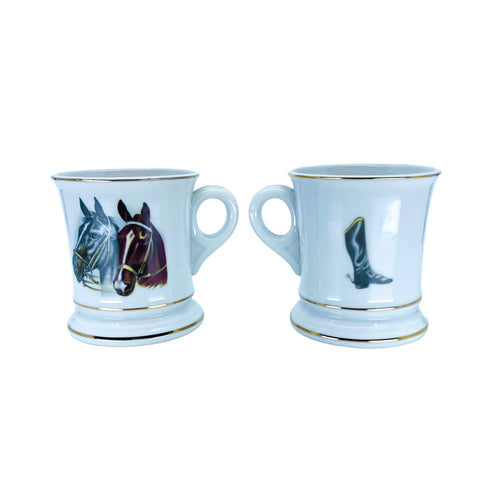 Vintage Lefton Double Horse Head Pedestal Mugs, Pair