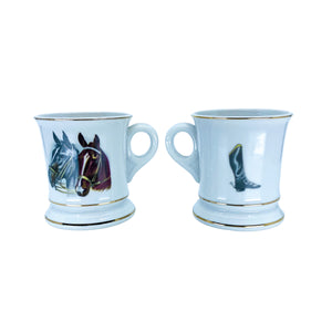 Vintage Lefton Double Horse Head Pedestal Mugs, Pair