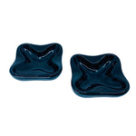 Vintage “X Marks the Spot” Black Ceramic Stacking Ashtrays, Pair