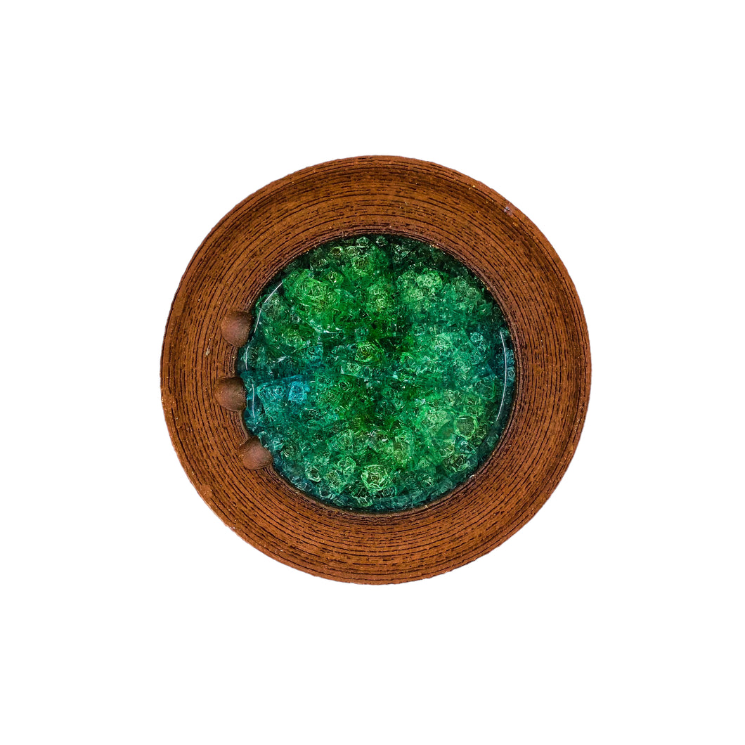 Vintage Ceramic Fused Glass Ashtray, Signed