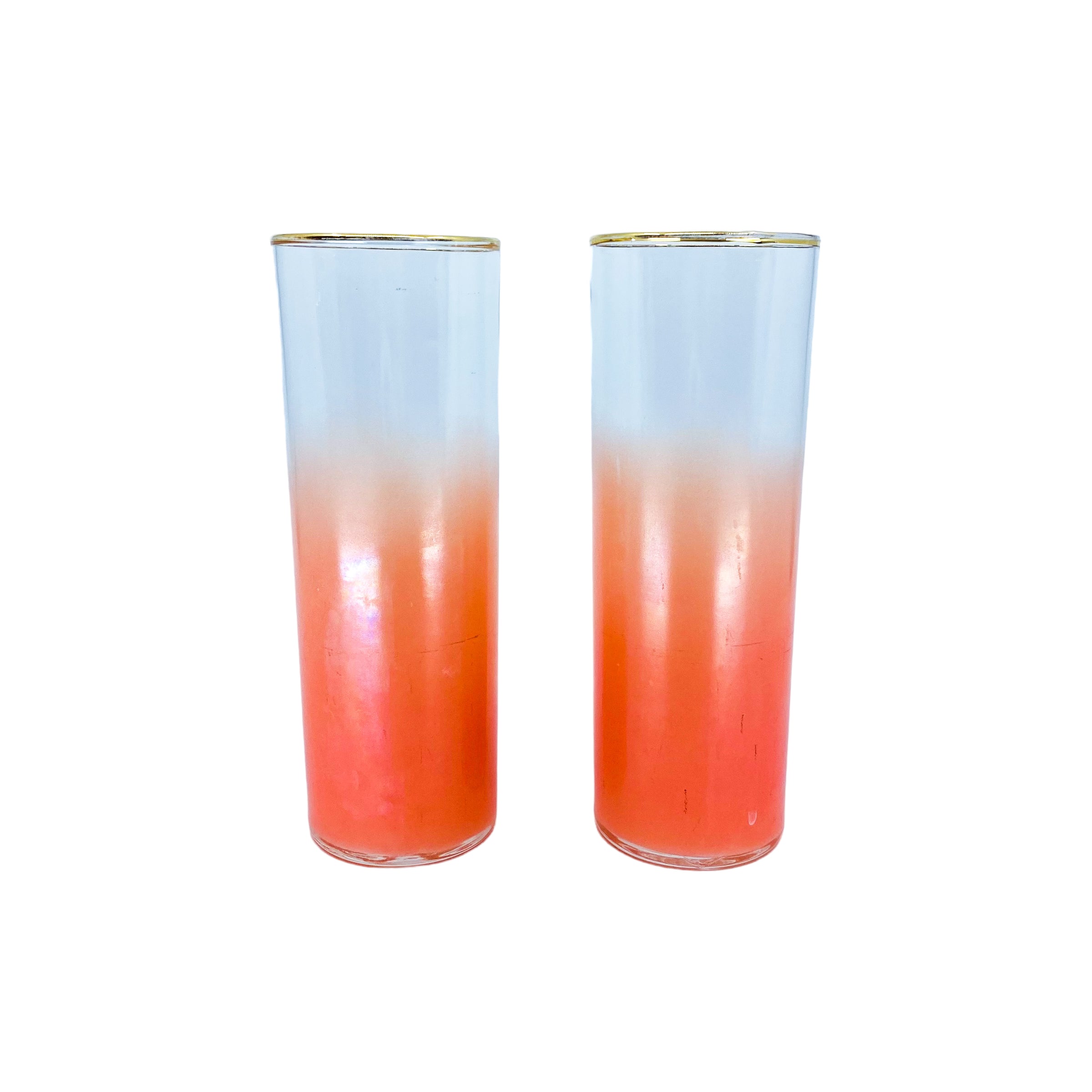 Vintage Federal Glass Tom Collins Multicolor Glasses, Set of 7