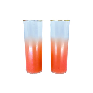 Vintage Federal Glass Tom Collins Multicolor Glasses, Set of 7