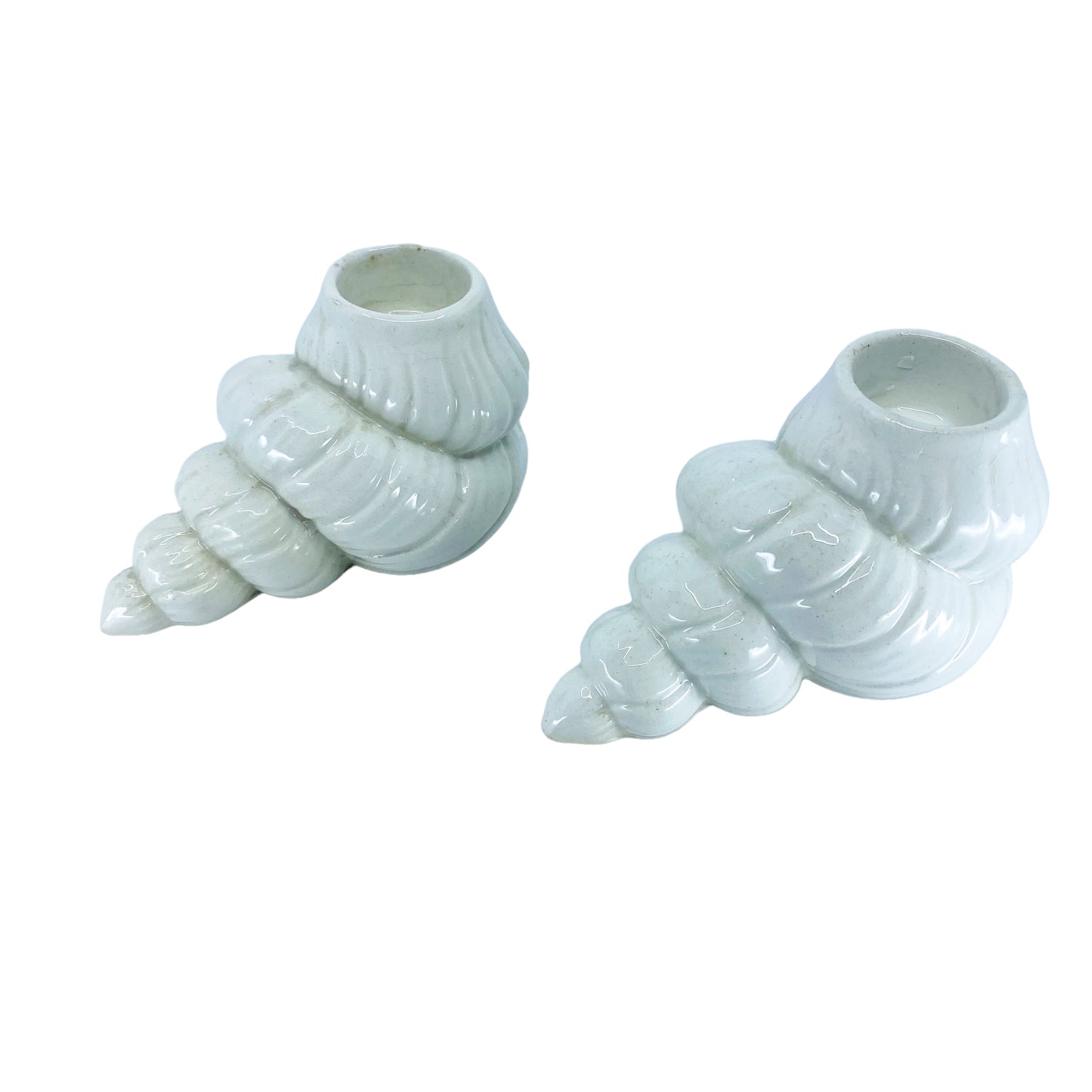 Vintage Italian Ceramic Shell Candleholders