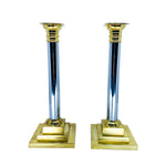 MCM Chrome and Brass Candlestick Holders