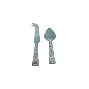 Vintage Silver Tassle Handle Cheese Knives, Pair