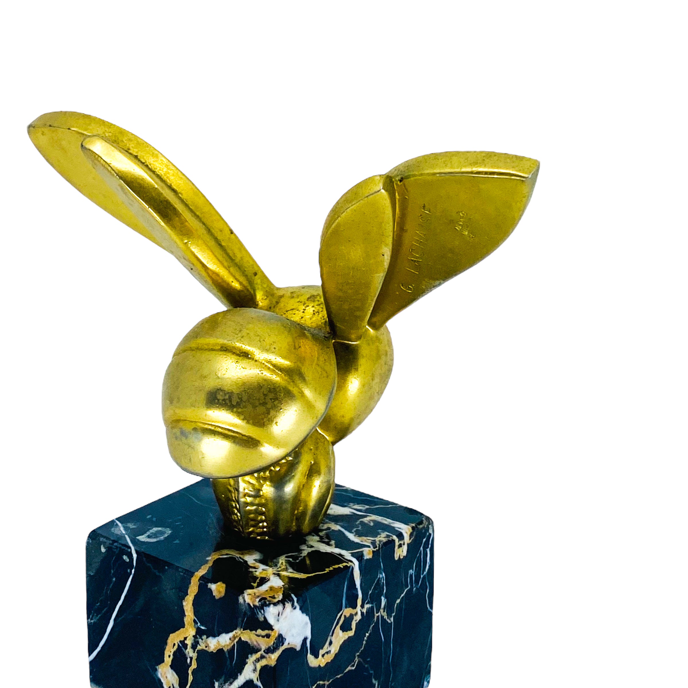 Vintage Gaston Lachaise Brass Bee Sculpture with Marble Base