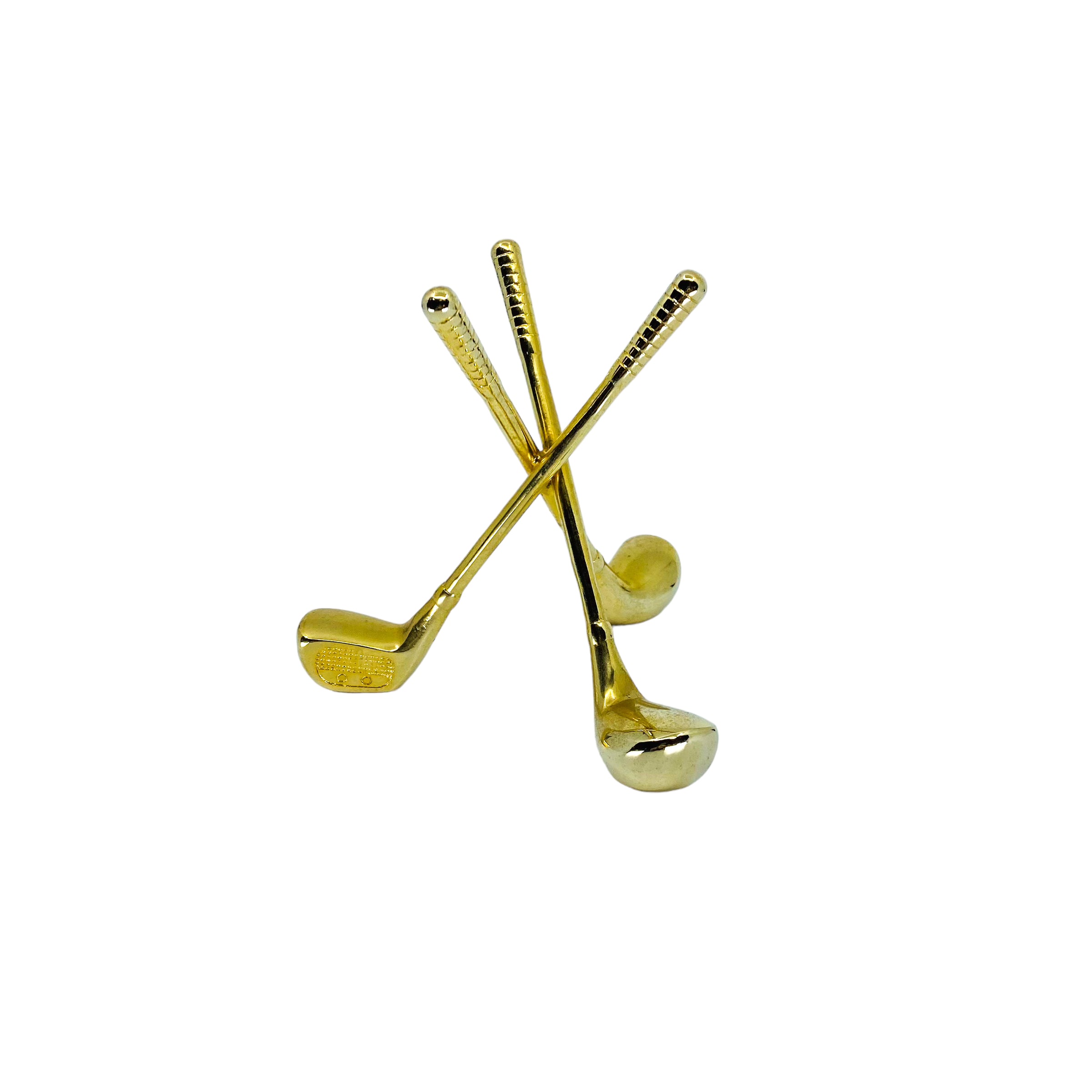 Vintage Brass Golf Club Paperweight / Stand
