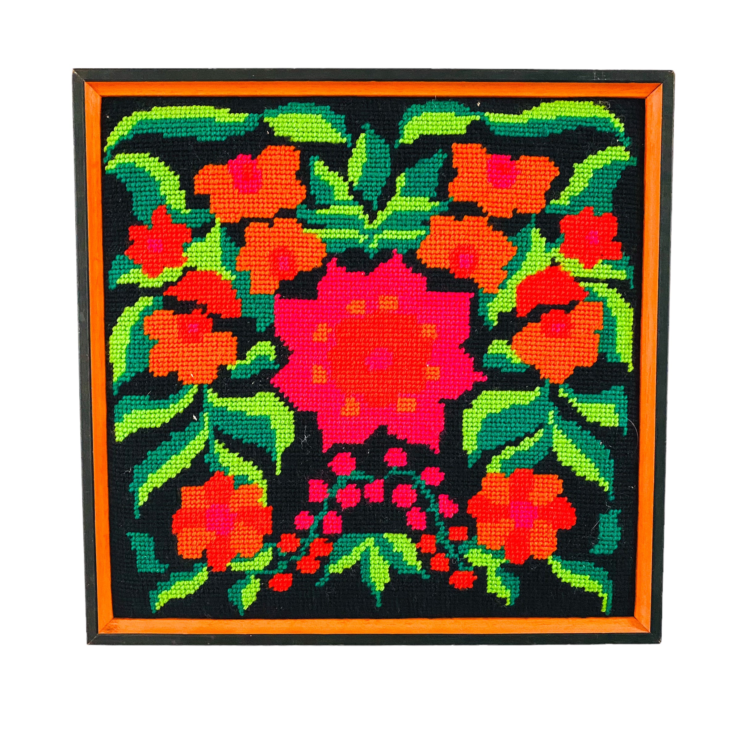 Framed Floral Needlepoint