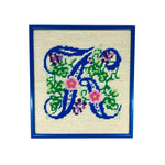 Vintage Framed Needlepoint Letter K