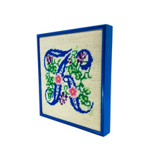 Vintage Framed Needlepoint Letter K