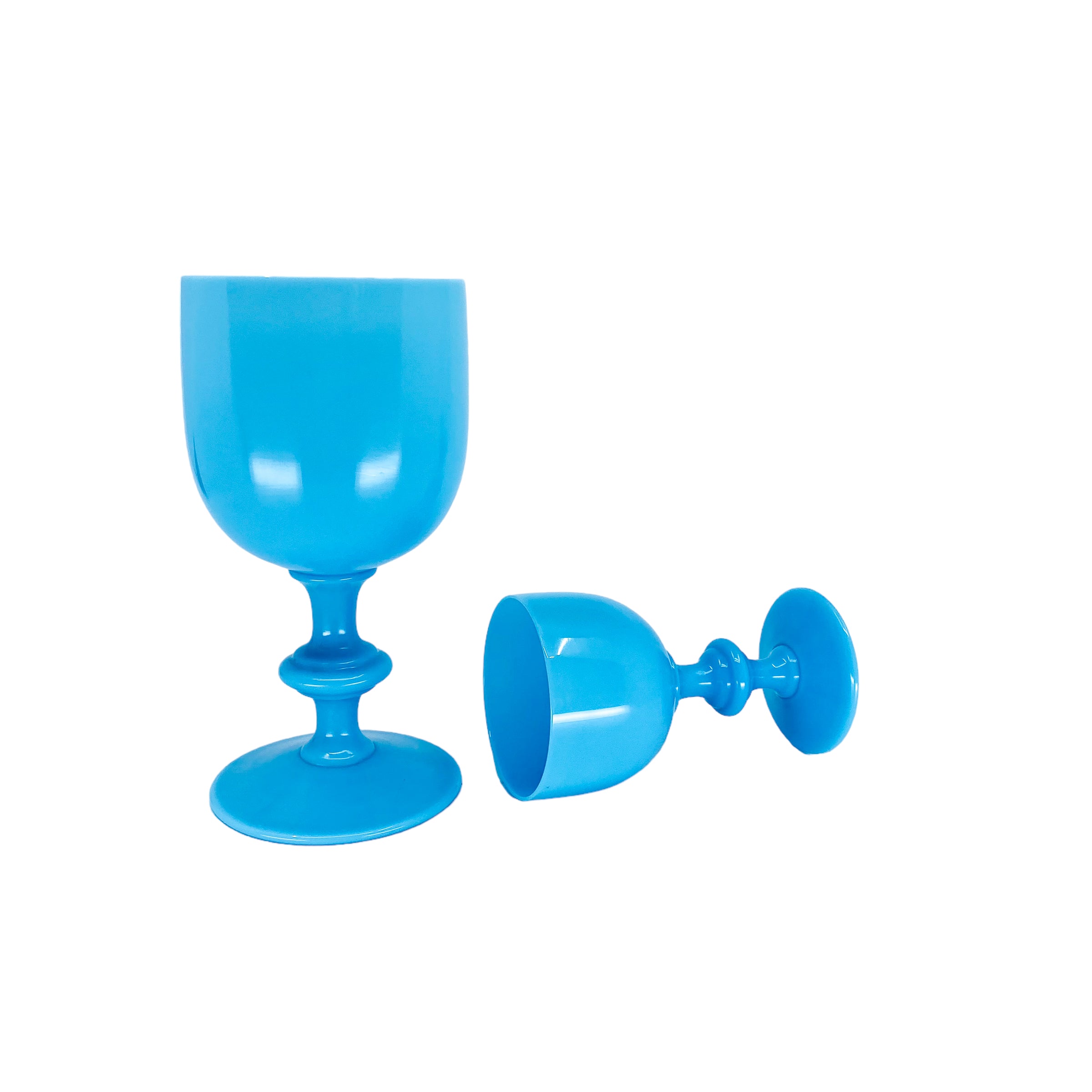 Portieux Vallerysthal Blue Opaline Mama & Baby Water Goblets