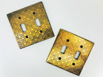 Etched Brass Plated Double Switchplates, Set of 2