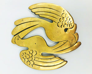 Lovebirds Brass Trivet
