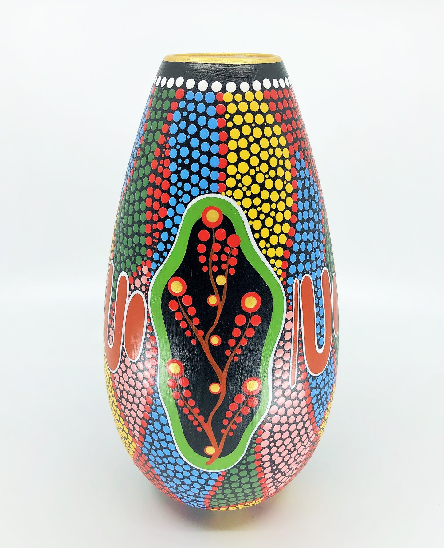 Rare "Bush Tucker Dreaming" Hand Painted Vase