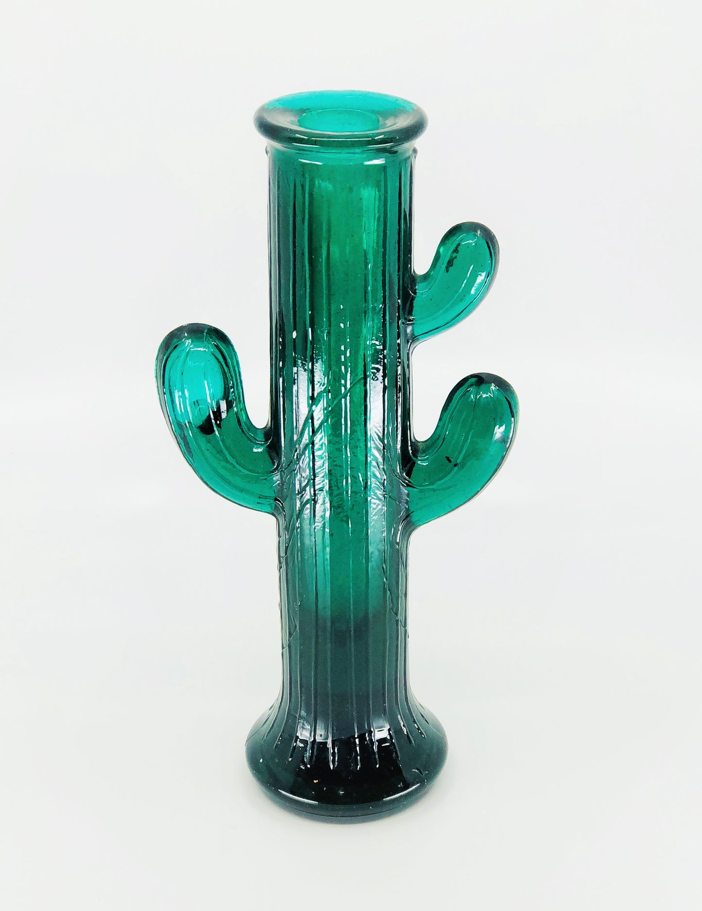 Saguaro Green Glass Cactus Candle Holder