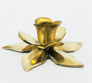 Vintage Brass Figural Flower Candle Holder