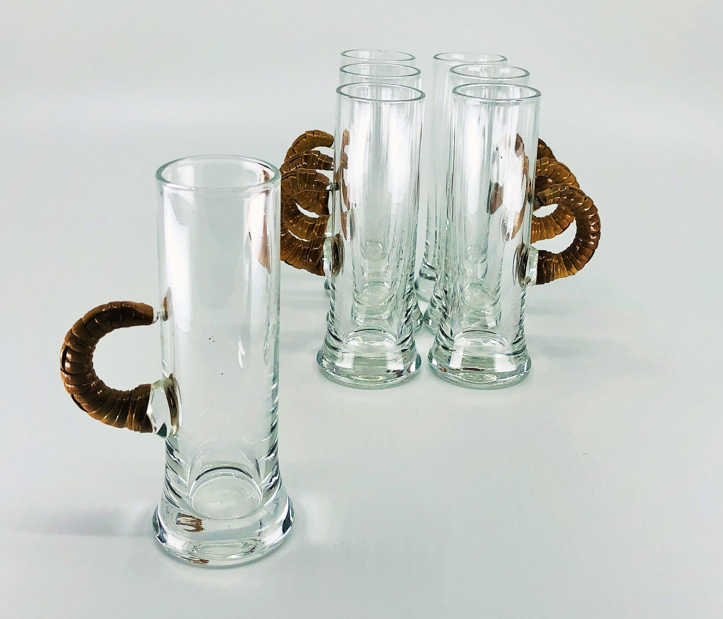 Retro Scandinavian Style Shot Glasses with Wicker Handles, Set of 10*
