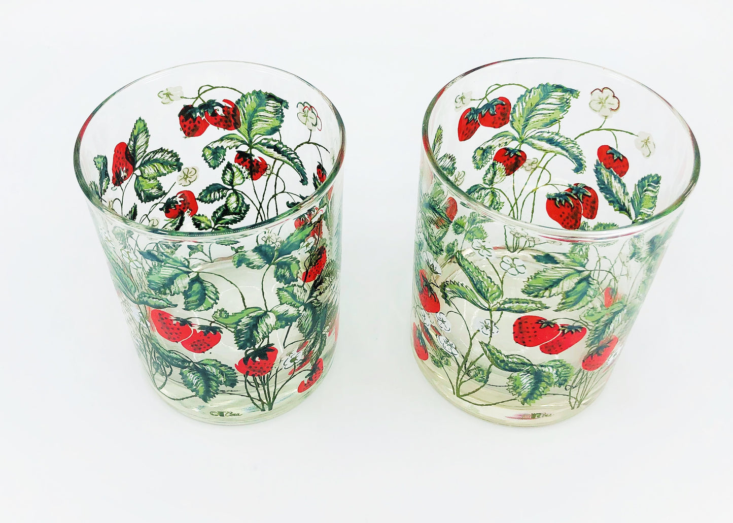 S/2 Cera Strawberry Fields Drinking Glasses