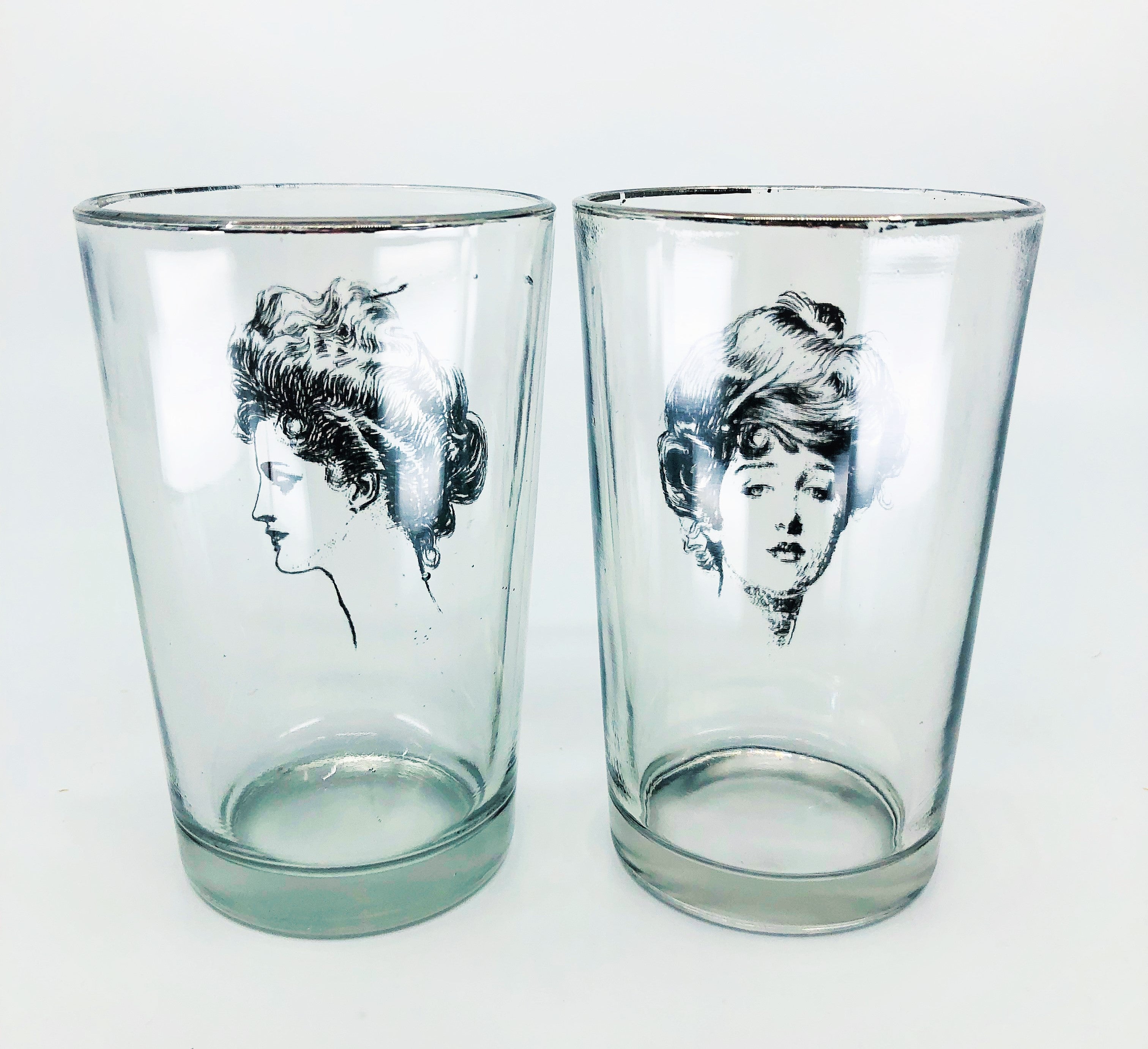 Vintage Women "Portrait" Drinking Glasses