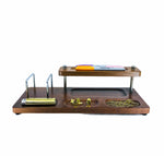 Vintage Wood & Brass Desk Organizer / Dresser Valet