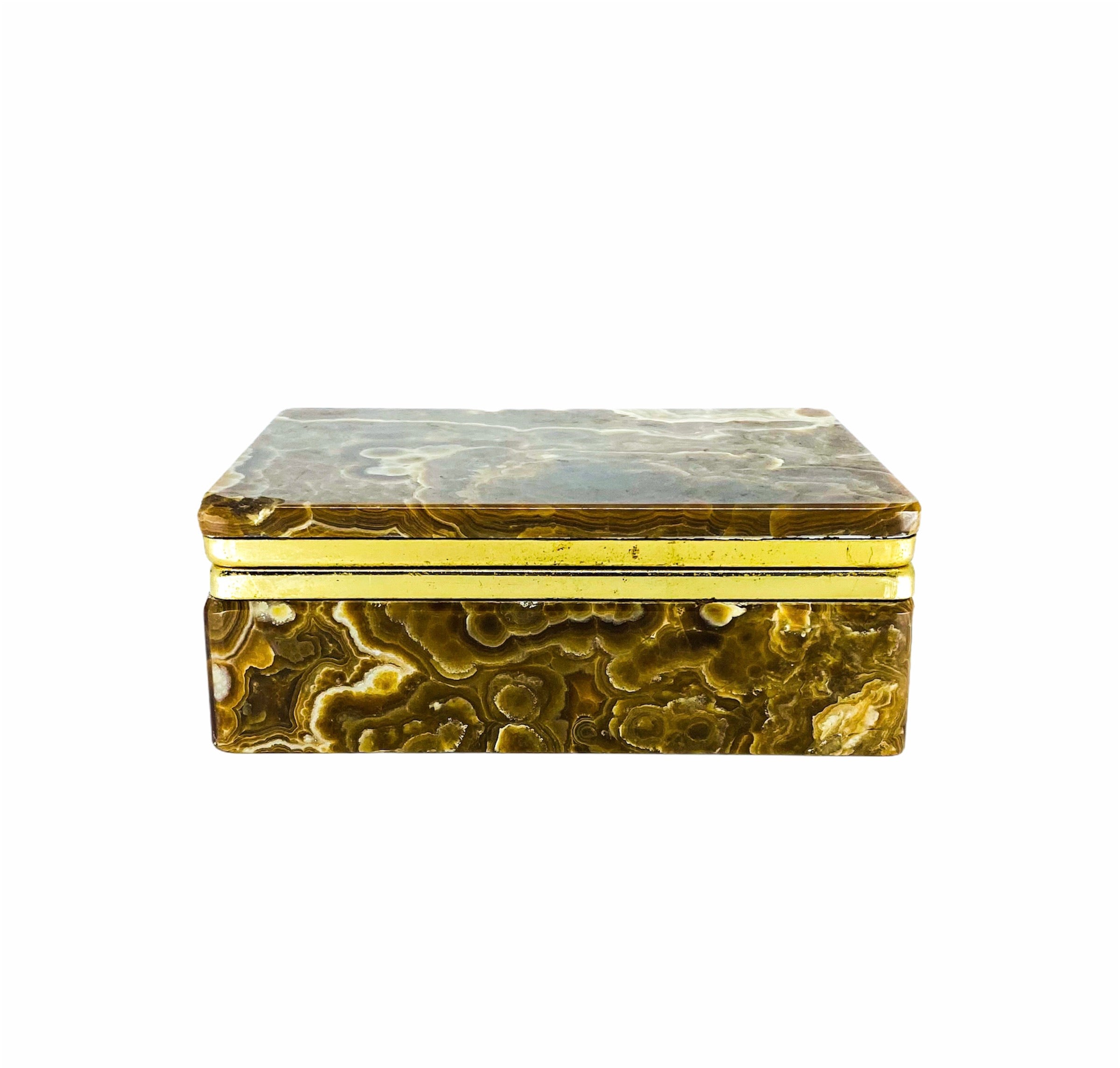 Stone Marble Keepsake Box with Brass Trim