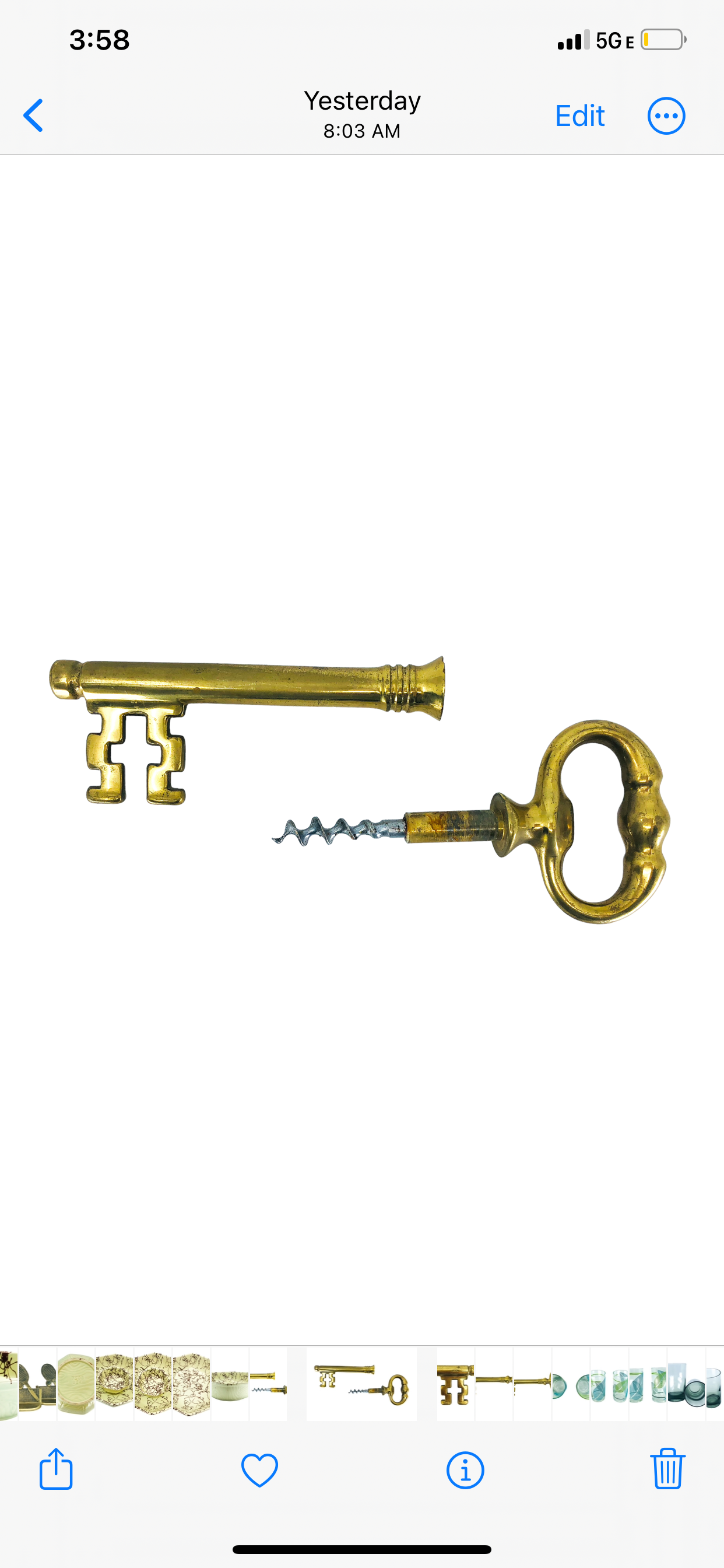 Brass Key Bottle Opener, Italy