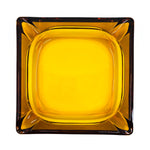 Vintage Amber Glass Square Ashtray, Heavy