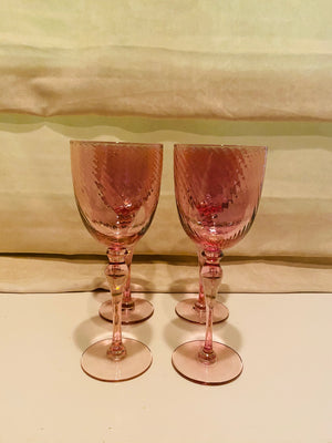 Pink Iridescent Tall Goblet Glasses