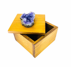 Amethyst Lidded Wood Box