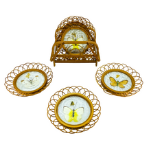 Vintage Butterfly Wicker Coaster Set