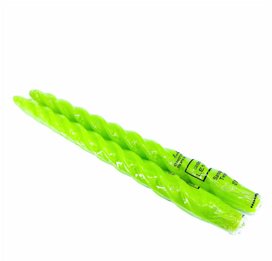 S/2 Neon Green Lenox “Baroque Twist” Candles
