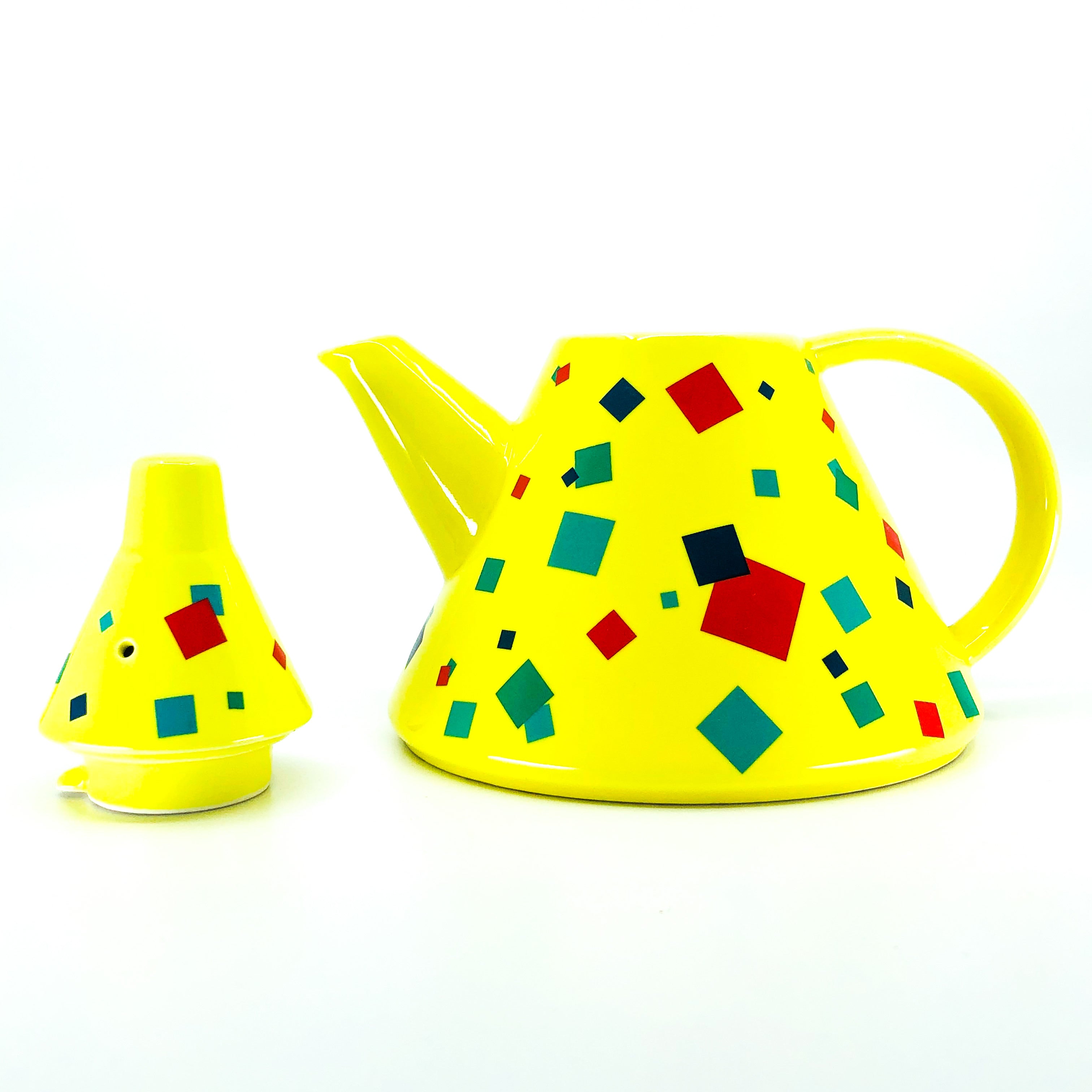 Memphis Postmodern Porcelain Teapot by The Toscany Collection Japan