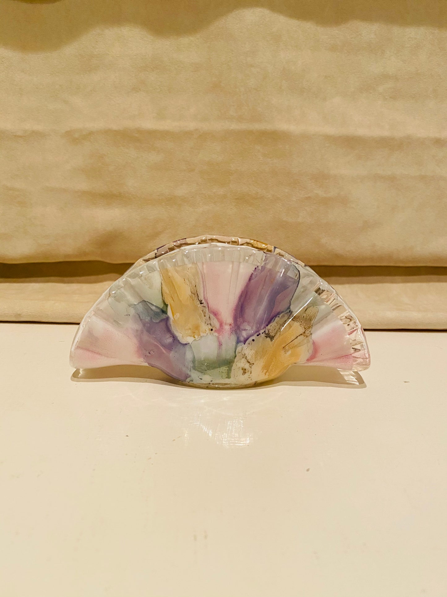 Murano Glass Watercolor Fan Catchall