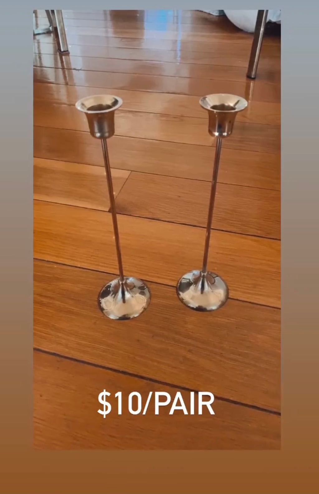 Pair of Tall Brass Candlesticks