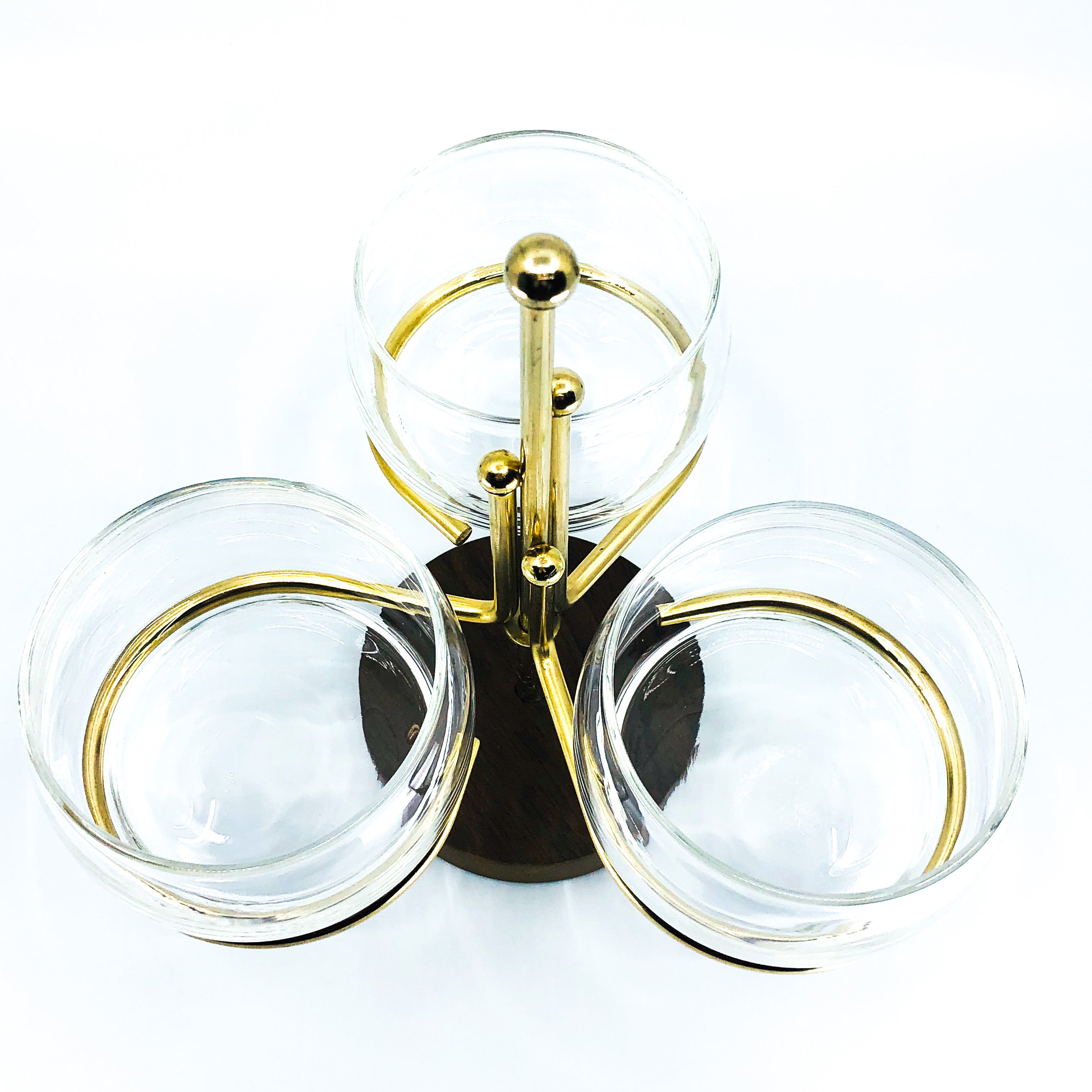 MCM Brass & Teak Wood Condiment Caddy
