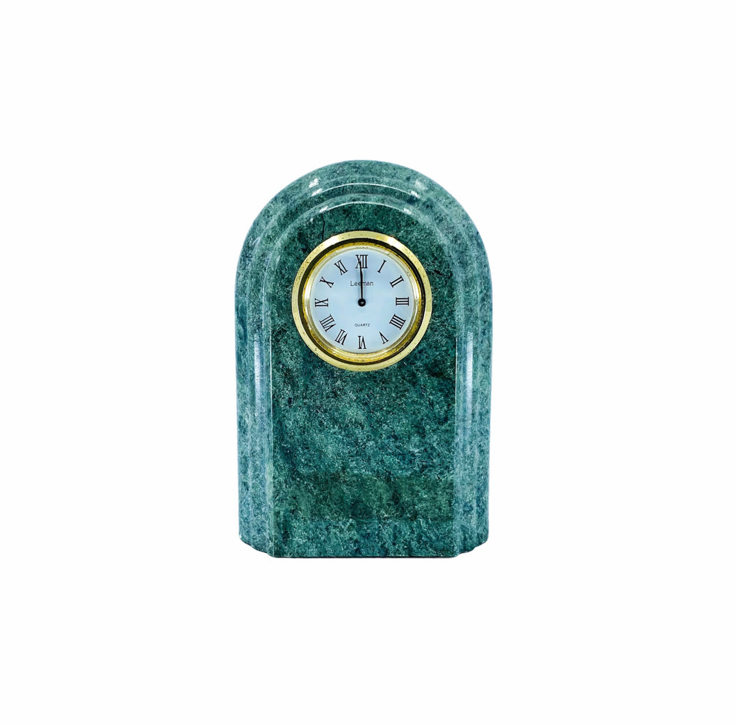 Leeman Arch Shaped Green Marble Mantle Clock