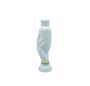 White Glass Hand Holding Vase