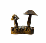 Vintage Wood Carved Double Mushroom
