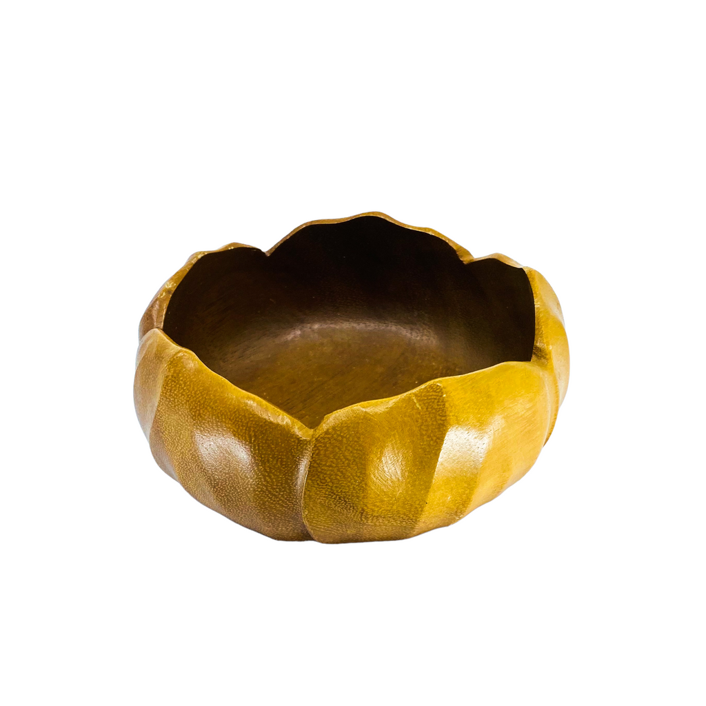 Carved Monkeypod Round Flower Bowl