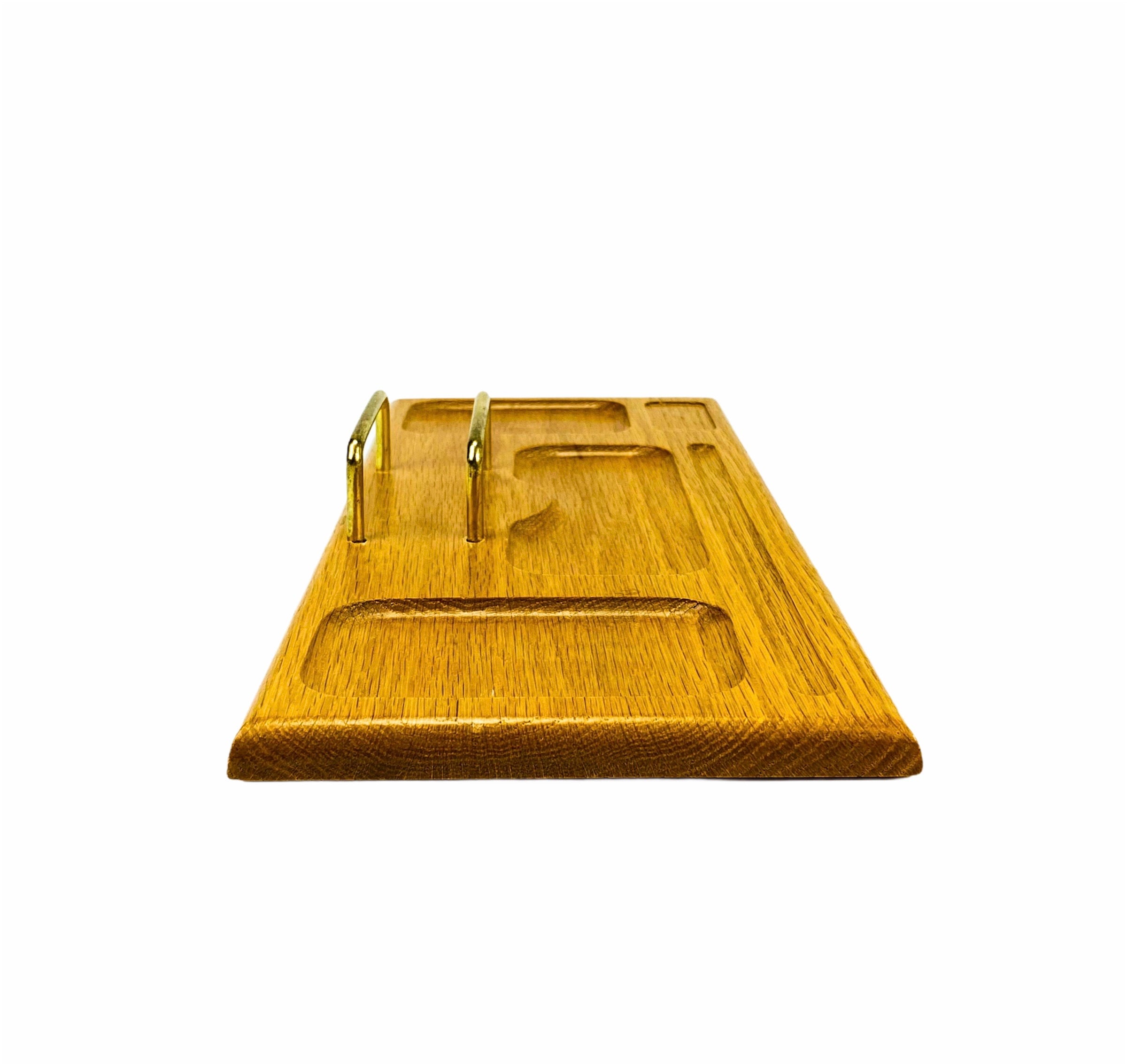 MCM Walnut Wood Desk Organizer / Valet Tray