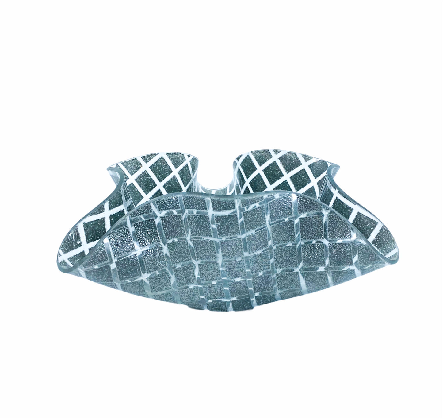 Checkered Glass Handkerchief Bowl