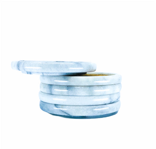 S/5 Stackable White Marble Coasters